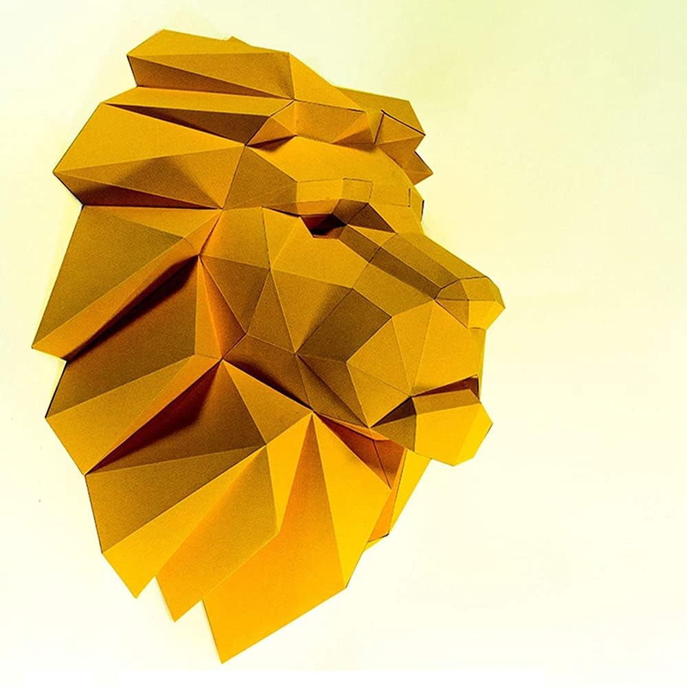 3D Paper Animals, DIY Papercraft, Lion Head 3D Origami Wall Decoration, Handmade Embellishment Birthday Gift