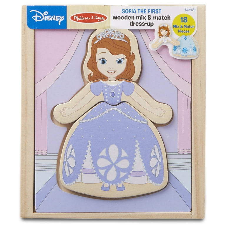 Melissa Doug Disney Sofia the First Mix and Match Dress Up Wooden Play Set 18 pcs