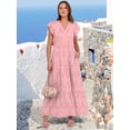 thumbnail image 3 of ANRABESS Womens Summer Casual Maxi Dress V Neck Ruffle Sleeve Long Dresses Fashion Flowy Tiered Boho Beach Vacation Sundress Pink Floral Small, 3 of 9