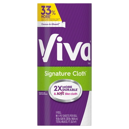 Viva Signature Cloth Paper Towels, Choose-A-Sheet - 1 Big Roll = 33% Larger Than Competitive Regular Roll (91 Sheets Per Roll)