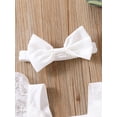 thumbnail image 4 of Cenuakty Summer Infant Lace Romper Outfit, Baby Girls Sweet Style Flower Pattern Fly Sleeve Layered Skirt Splicing Jumpsuit + Headwear, 4 of 8
