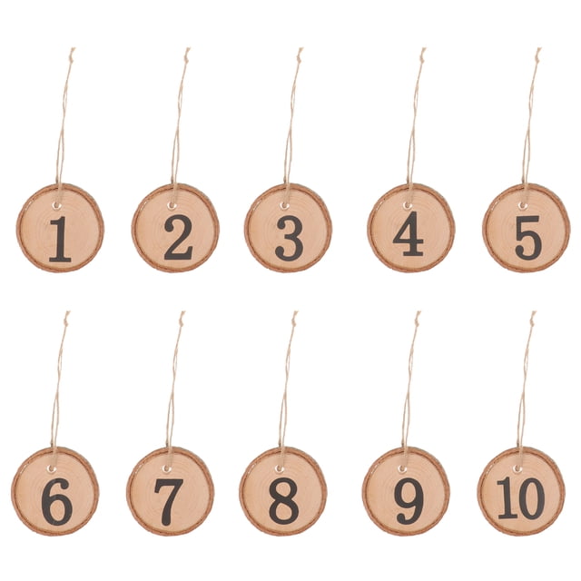 FELTECHELECTR 10 piezas 1-10 números de mesa rústicos para árbol de boda, decoración colgante para centro de mesa, manualidades, decoración de pared, proyectos de bricolaje para bodas.