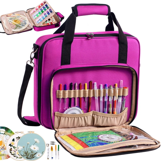 Bolsa de bordado para proyectos MYBAGZING, grande, con almacenamiento y organizador