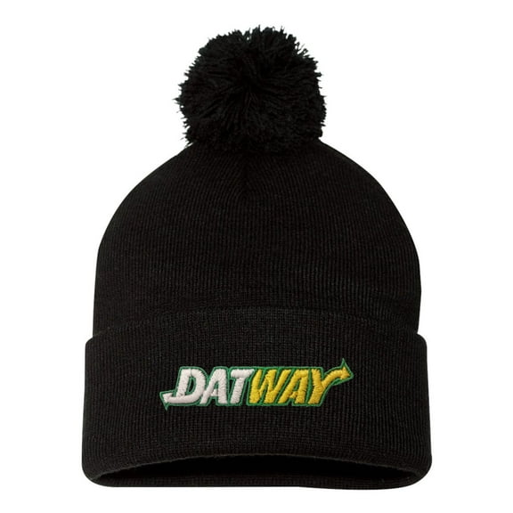 Adult Datway Embroidered Knit Beanie Pom Cap