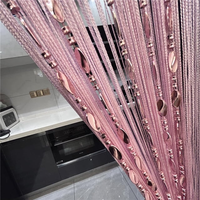 Cortina decorativa con forma de cadena para puerta con forma de ave split, 100 x 200 cm, color rosa
