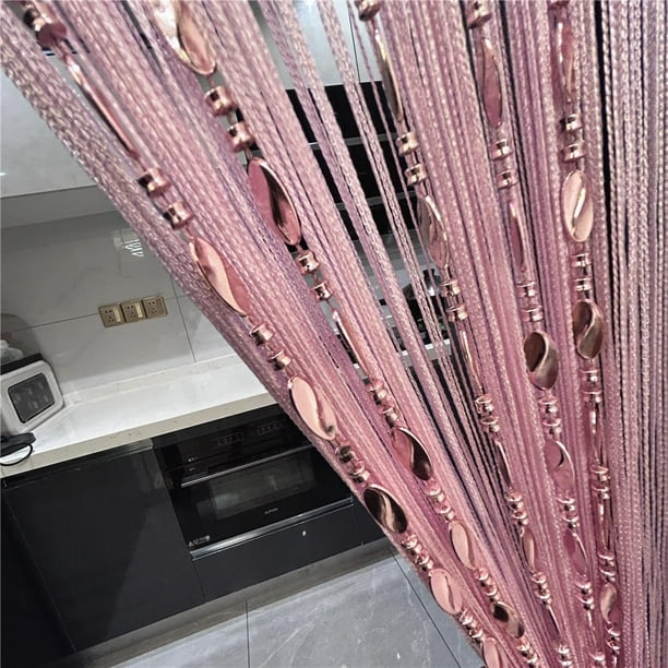 Cortina decorativa con forma de cadena para puerta con forma de ave split, 100 x 200 cm, color rosa