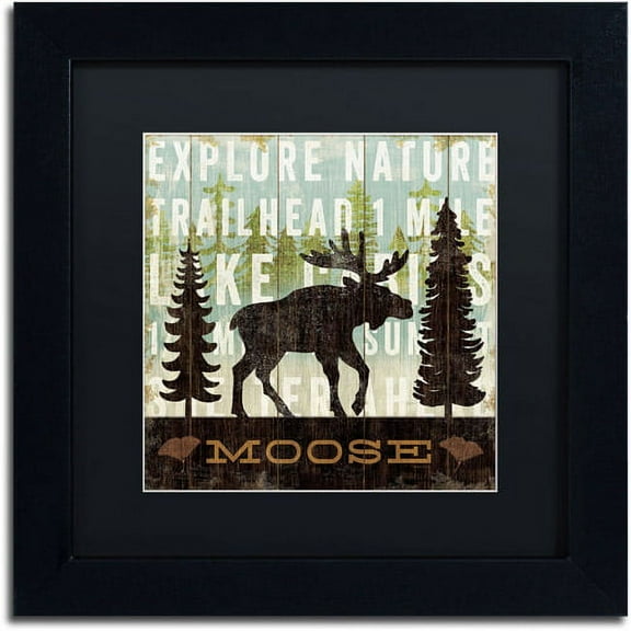 Trademark Fine Art "Simple Living Moose" Canvas Art by Michael Mullan, Black Matte, Black Frame
