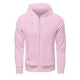 thumbnail image 7 of Dwralegc Hoodies for Men Long Sleeves Zip Up Hooded Sweater Lightweight Drawstring Casual Hoodies Fall Solid Color Sport Coat with Pocket Pink L, 7 of 7