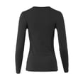 thumbnail image 3 of A2Y Women's Junior Slim Fit Basic Solid Cotton Long Sleeve V-neck Top Shirt Black S, 3 of 3