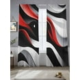 thumbnail image 2 of Abstract Gradient Stitching Sheer Curtains for Living Room Bedroom, Light-filtering Sheer Curtain, Red Black White Water Ripple Rod Pocket Voile Window Treatment Drapes, 52’’Wx96’’L, 2 Panels Set, 2 of 7
