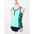 thumbnail image 5 of iiniim Kids Girls Floral Splice 3 Pcs Athletic Swimsuit Top+Brief+Bottoms Surfing Rash Guard Set 4-16 Green Floral 10, 5 of 7