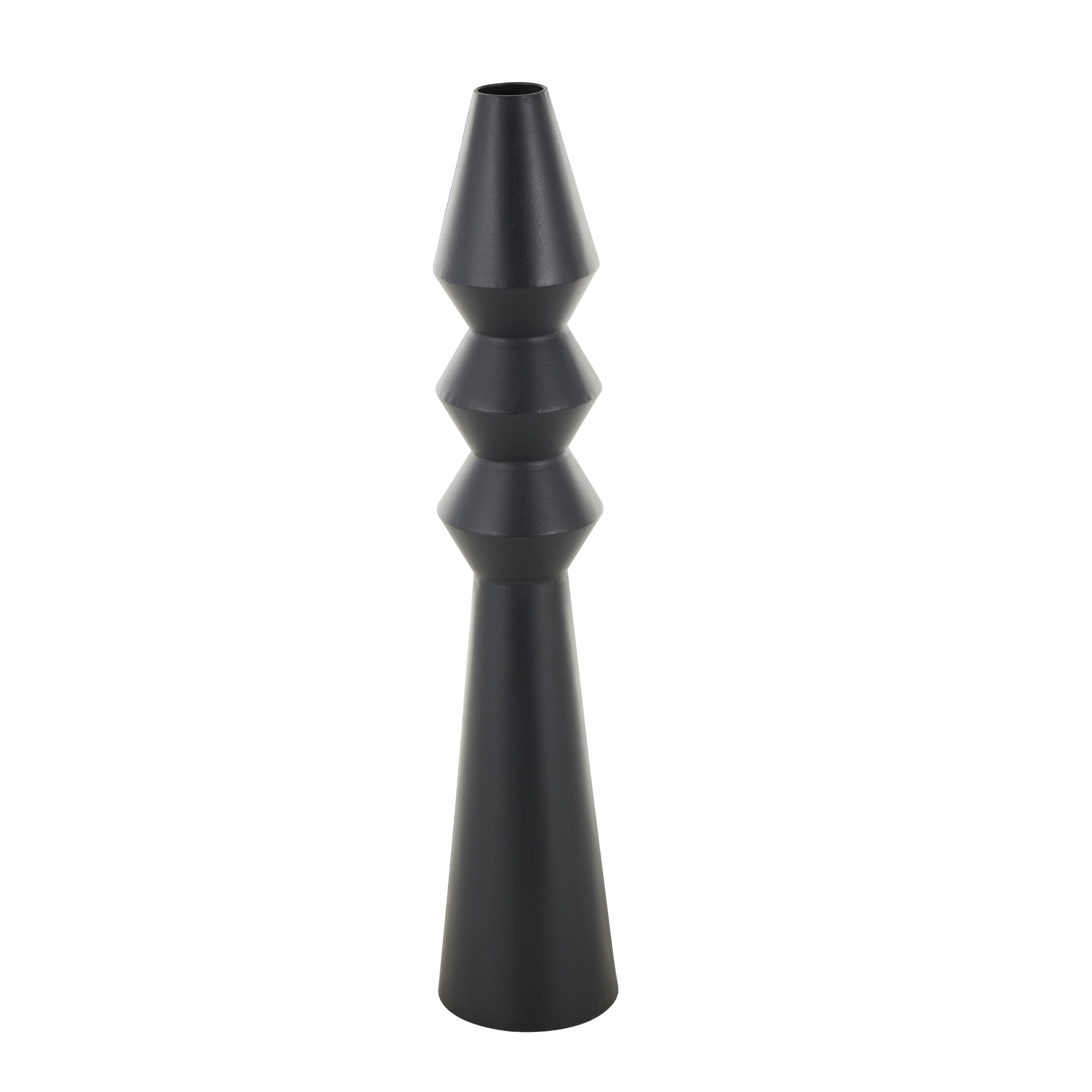 DecMode 33" Art Deco Fluted Black Metal Vase