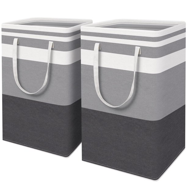 Cesto de ropa sucia HomeHacks, impermeable, 88 L, paquete de 2 unidades, gris