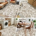 thumbnail image 6 of Farmhouse Khaki 3'x5' Washable Rug, Vintage Flower Leaf Botanical Plant Non-Slip Area Rugs for Entryway Kitchen Classroom, Dorm Throw Carpet, Low Pile Soft Indoor Floor Mat, 6 of 9
