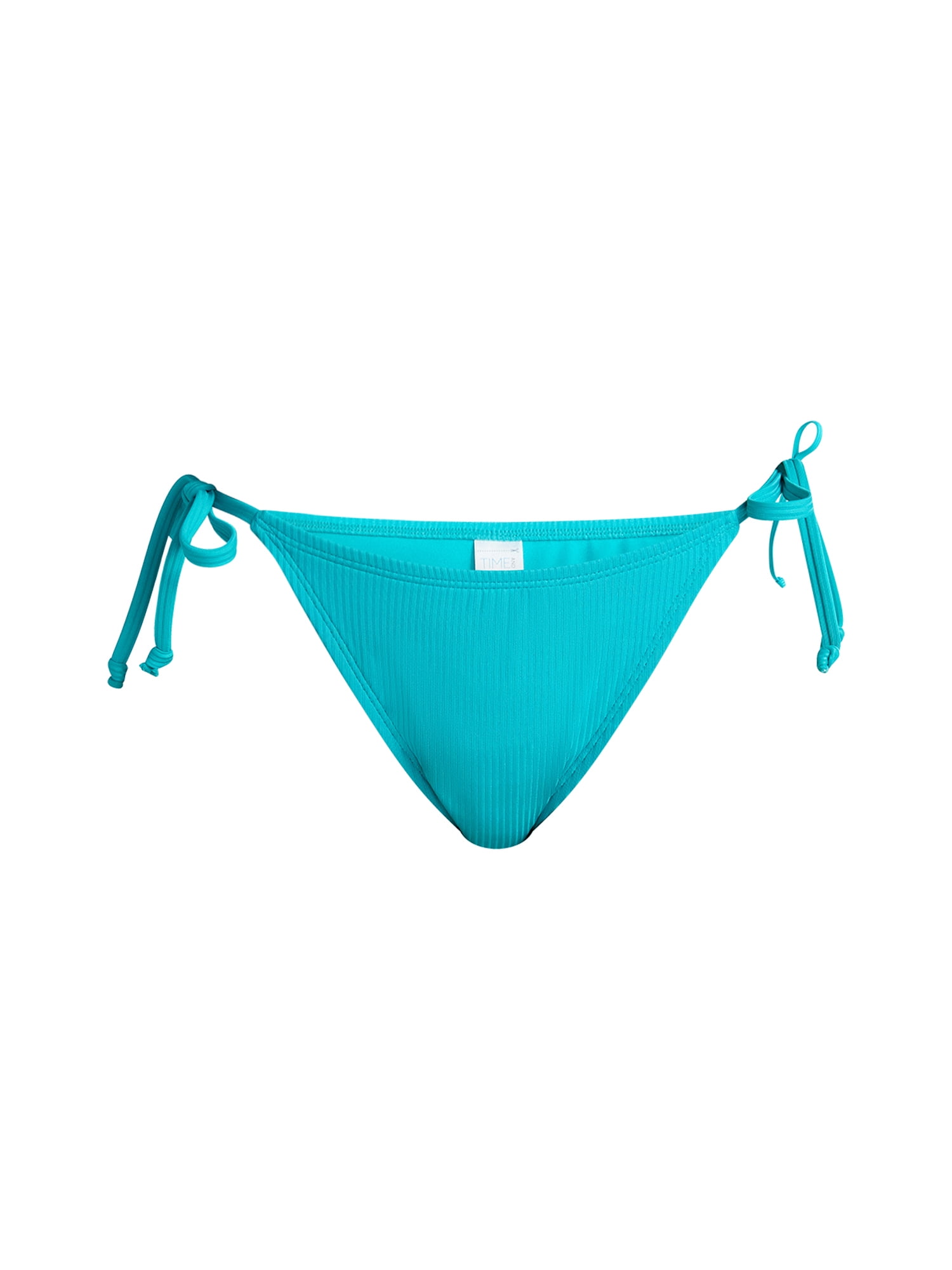 Time and Tru Women's and Women's Plus Ribbed Side Tie Bikini Swim Bottoms, Sizes XS-2X