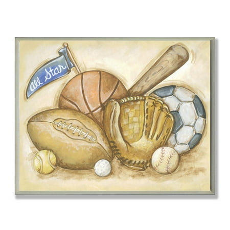 Stupell Industries The Kids Room All Star Sports Rectangle Wall Plaque