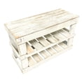 thumbnail image 1 of del Hutson Designs 39 Inch Rustic Chic Solid Barnwood Shoe Rack, White, 1 of 6