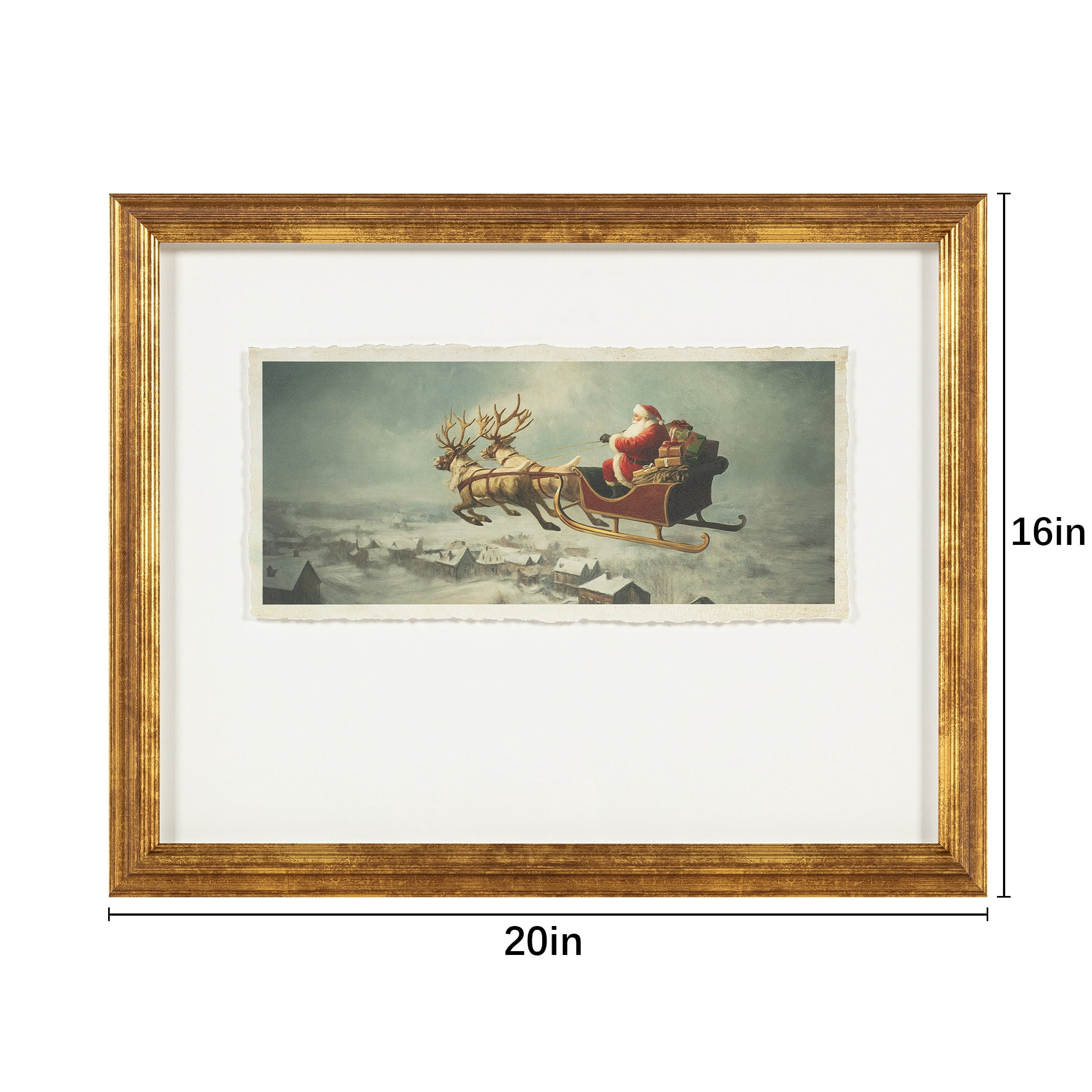 My Texas House Santa's Sleigh Framed Christmas Wall Art, Multicolor, 16" x 20"