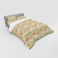 thumbnail image 3 of Ambesonne Food Bedding Set 3 Pcs, Flowers Fruits Sun Owl Heart, Twin XL, Eggshell Multicolor, 3 of 3