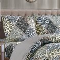 thumbnail image 5 of 3 Piece Animal Print Comforter with Pillow Sham, Black White Gray Leopard Zebra Giraffe Jungle Forest Theme Design King Size Bedding- Safari, 5 of 7