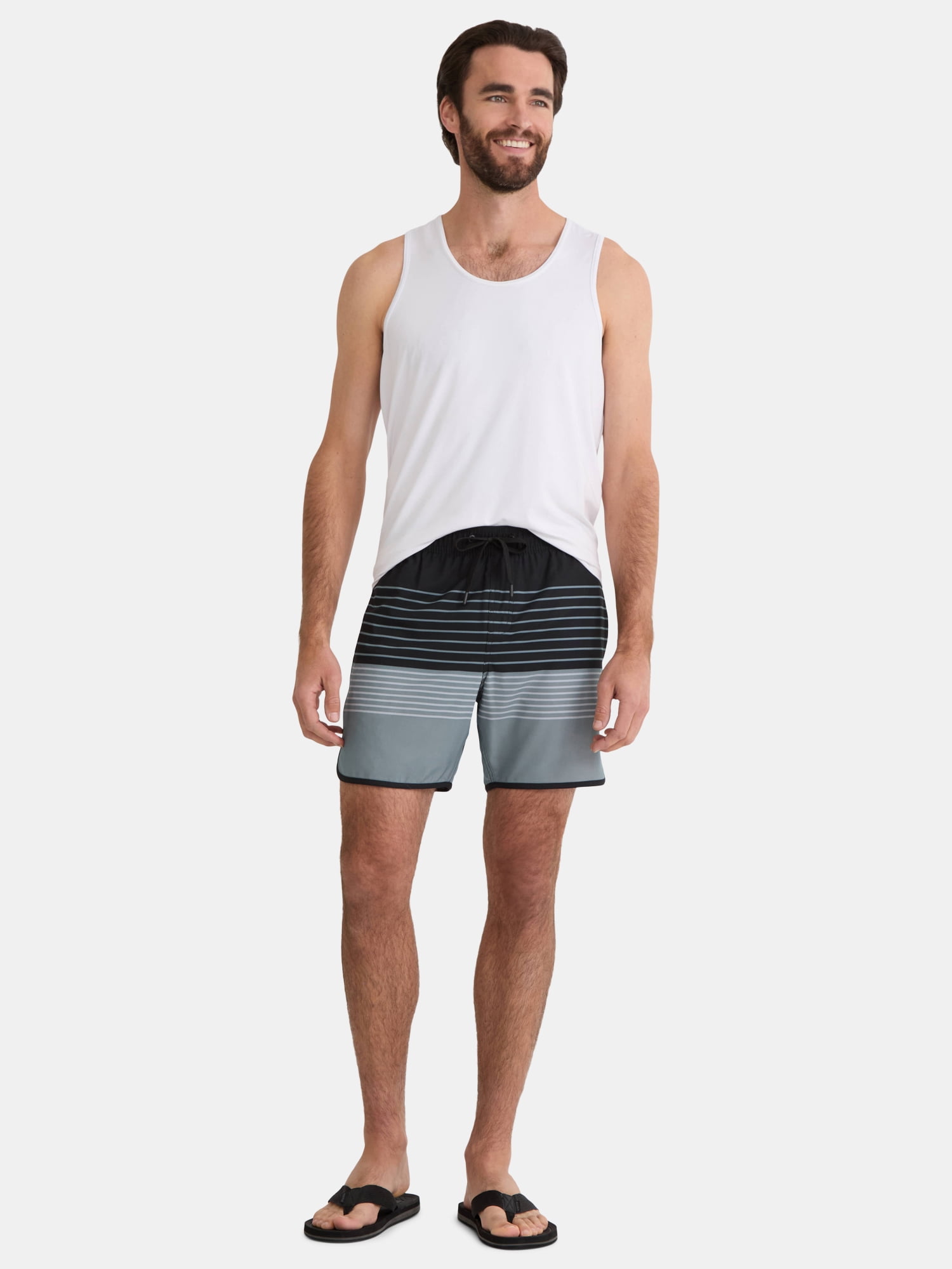 George Men's & Big Men's Dolphin Hem Swim Trunks, 7" Inseam, Size XS-3XL