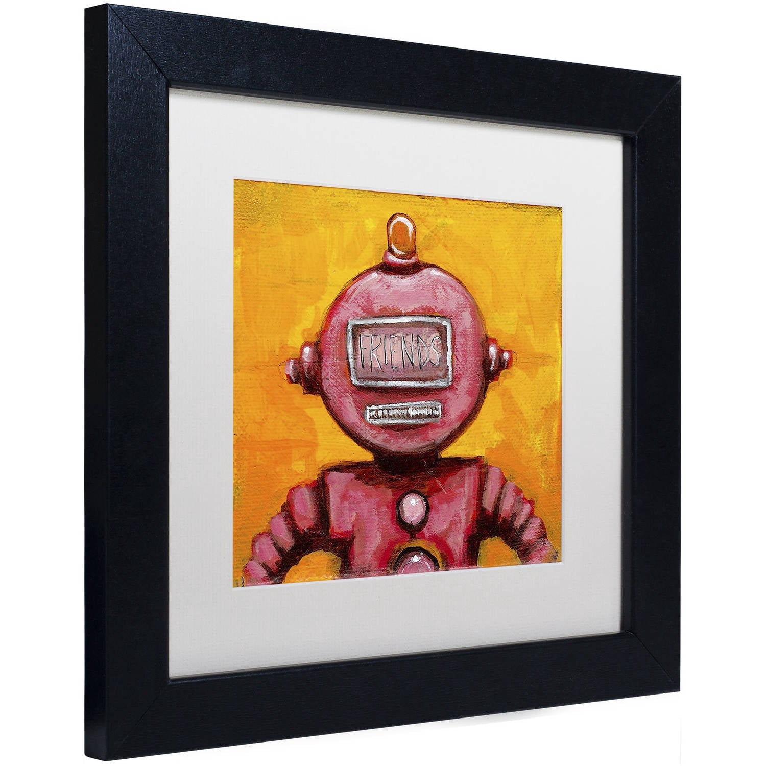 Trademark Fine Art 'Weebot-Friends' Canvas Art by Craig Snodgrass, White Matte, Black Frame