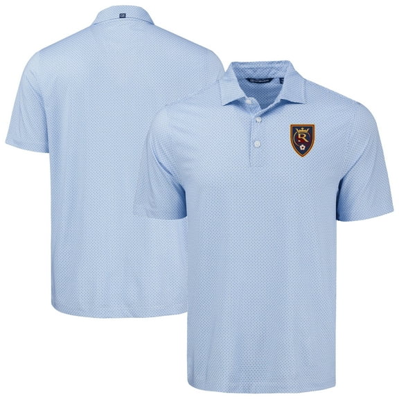 Men's-Cutter & Buck  Blue Real Salt Lake Pike Eco Diamond Dot Print Recycled Polo