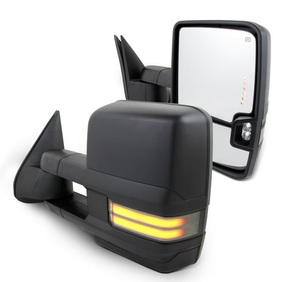 AKKON - For 03-06 Silverado Sierra Pair of Powered   Heated Glass   Sequential Turn Signal Side Black Towing Mirrors