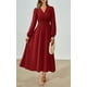 thumbnail image 3 of Vestido largo PRETTYGARDEN 2025 primavera manga larga con cuello en V para mujer, 3 of 8