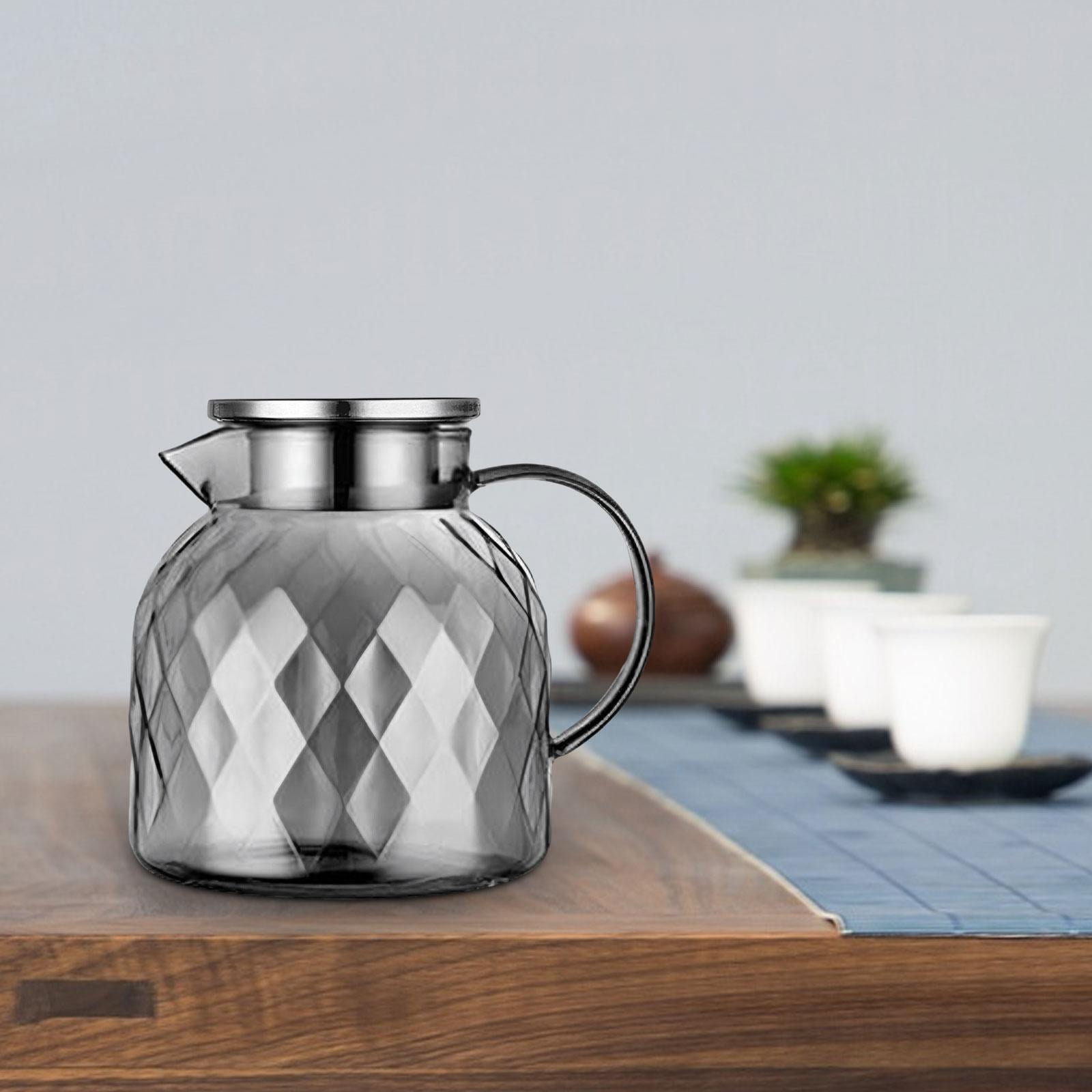 Baoblaze Beverage Pitcher with Lid Large Bore Design Glass Jug for Drink Iced Tea Milk 1500ml