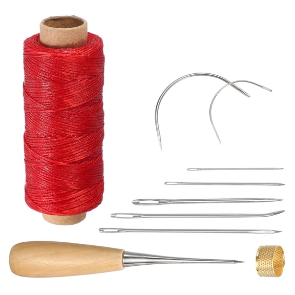 Uxcell 110 Yard Waxed Thread Cord, 0.8mm 150D Leather Sewing Waxed Thread Cord Kit for Sewing Stitching Bookbinding Beading Braiding, Red