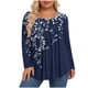 thumbnail image 1 of Mujeres de Manga Larga Tops Casual de Moda Gradiente Impresión Cuello Redondo Plegado Tamaño Superior para Uso Diario Y de Fiesta, 1 of 6