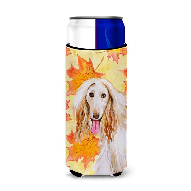 ""Caroline'S Treasures Lata Decorativa De Otoño Con Diseño De Perro Afgano, Delgada, Multicolor""