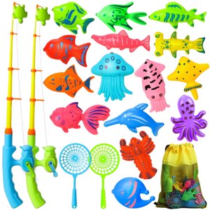 Toy Life Fishing Game Bath Toy Set, 2 Toddler Fishing Poles