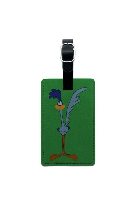 Looney Tunes Road Runner Rectangle Leather Luggage Card Suitcase Carry-On ID Tag