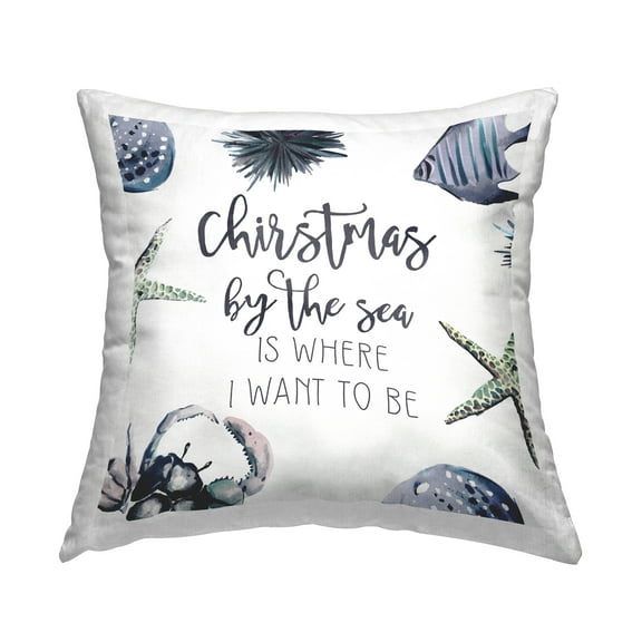 Stupell Industries Christmas By The Sea Coastal Holiday Printed Throw Pillow Design by Ziwei Li