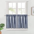 thumbnail image 1 of LingStar Cafe Curtains 24 Inch, Buffalo Plaid Design Short Tier Curtains for Kitchen Bathroom Window Curtain, Gingham Check Yarn Dyed Half Window Treatment,Blue/White, Set of 2, 1 of 6