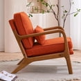 thumbnail image 3 of IVV Mid-Century Modern Accent Armchair, Burnt Orange Upholstered Chair w/ Solid Wood Frame, Comfy Reading Sofa Chair, for Living Room Bedroom Apartment, 3 of 10