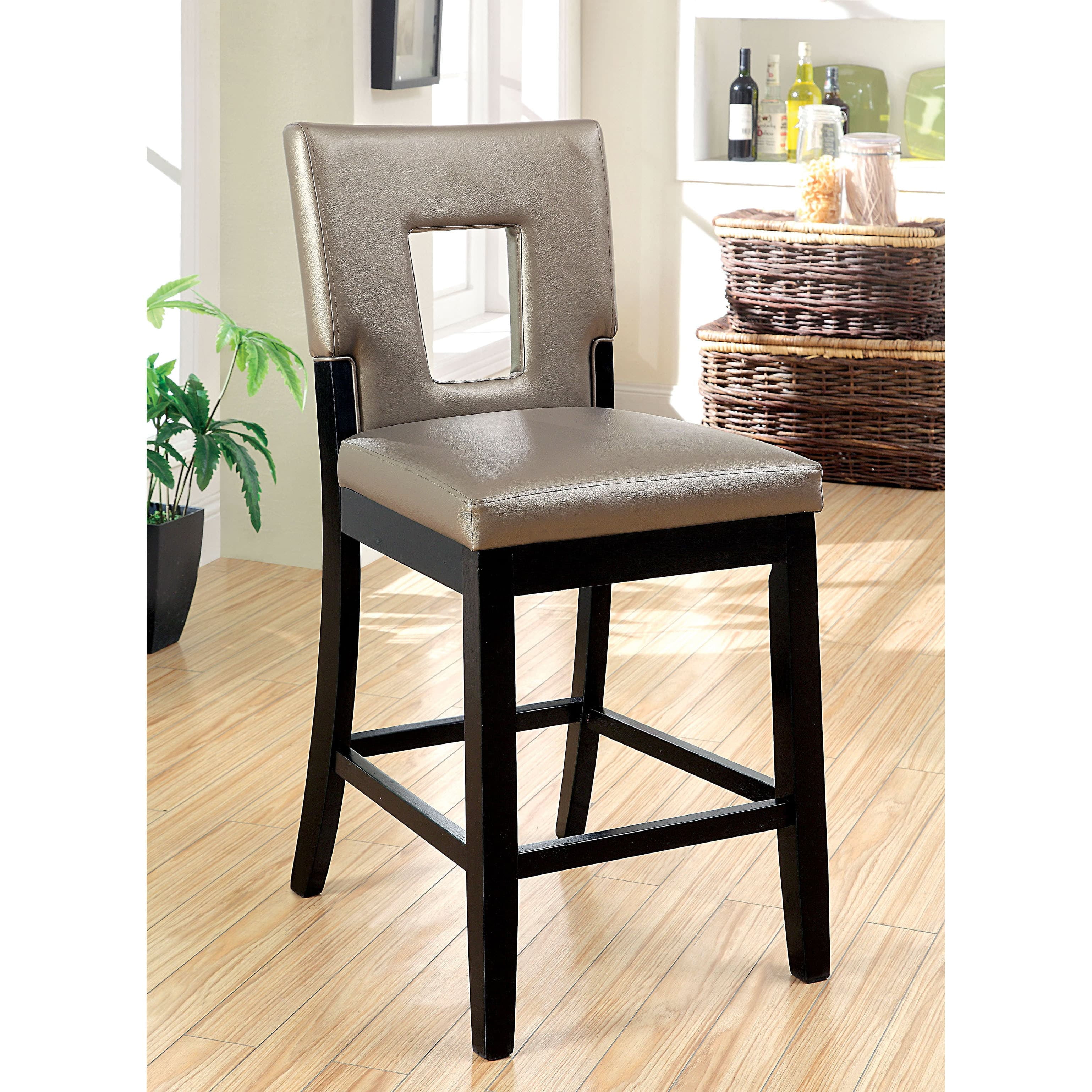 Furniture of America Keyhole Leatherette Counter Height Chairs (Set of