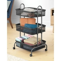 Whitmor Metal & Mesh 3-Tier Cart - Gunmetal Gray