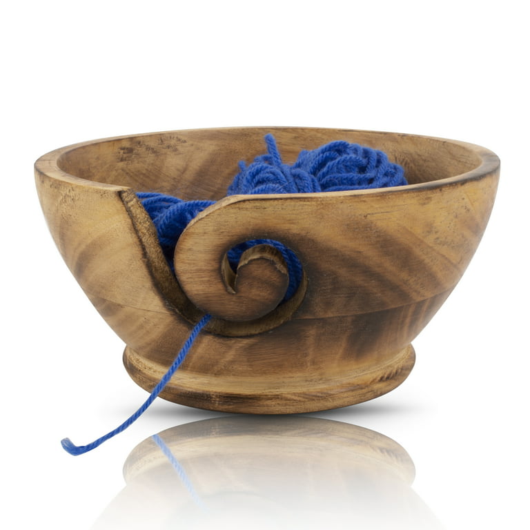 Handcrafted Wooden Yarn Knitting Crochet Bowl Holder For Skien Yarn Balls  Decorative Storage Organizer Crocheting Needlework Knitting Accessories Kit  Supplies Sturdy Non Slip Gifts For Mother Her 