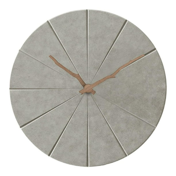 Reloj de pared de madera para sala de estar, silencioso, nórdico, redondo, colgante, 12 pulgadas Estilo de puntero 2