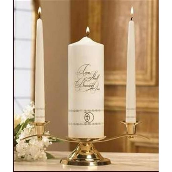 Will & Baumer Two Shall Become One Gold Paraffin Wax Wedding Unity Candle, Multicolor