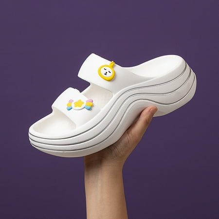 

Women‘s Double Strap Pillow Slippers Cute Decor Non-slip Beach Sandals Indoor & Outdoor Cloud Slides