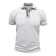 thumbnail image 3 of Blusa de Manga Corta de los Hombres Botones de Color Sólido Al Aire Libre Transpirable Cuello de Vuelta, Sudadera Suelta Casual para Diario, 3 of 8