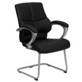 thumbnail image 1 of Black Leather Executive Side Reception Chair with Silver Sled Base, 1 of 5