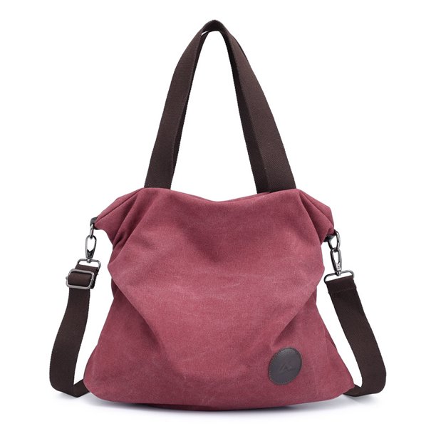 Bolsa de Lona Reutilizable, , Ligera, con Bolsillos, Tamaño Grande, Duradera, Bolsa , Bolsa de Bolso(Café morado)