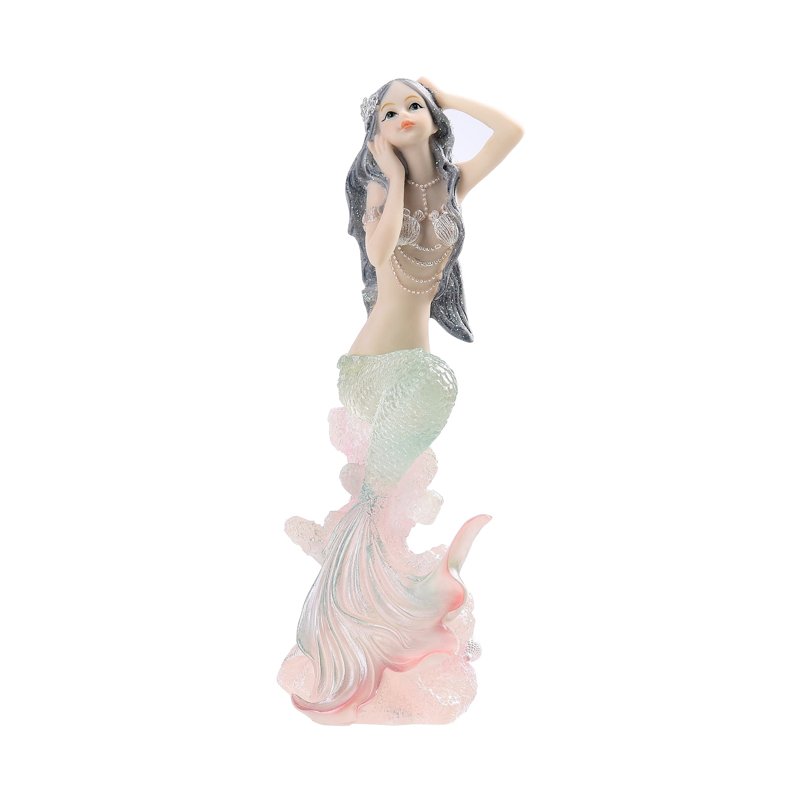 Mermaid Statue Decor,Mermaid Gifts for Girls Room Resin Princess Statue Ornament 