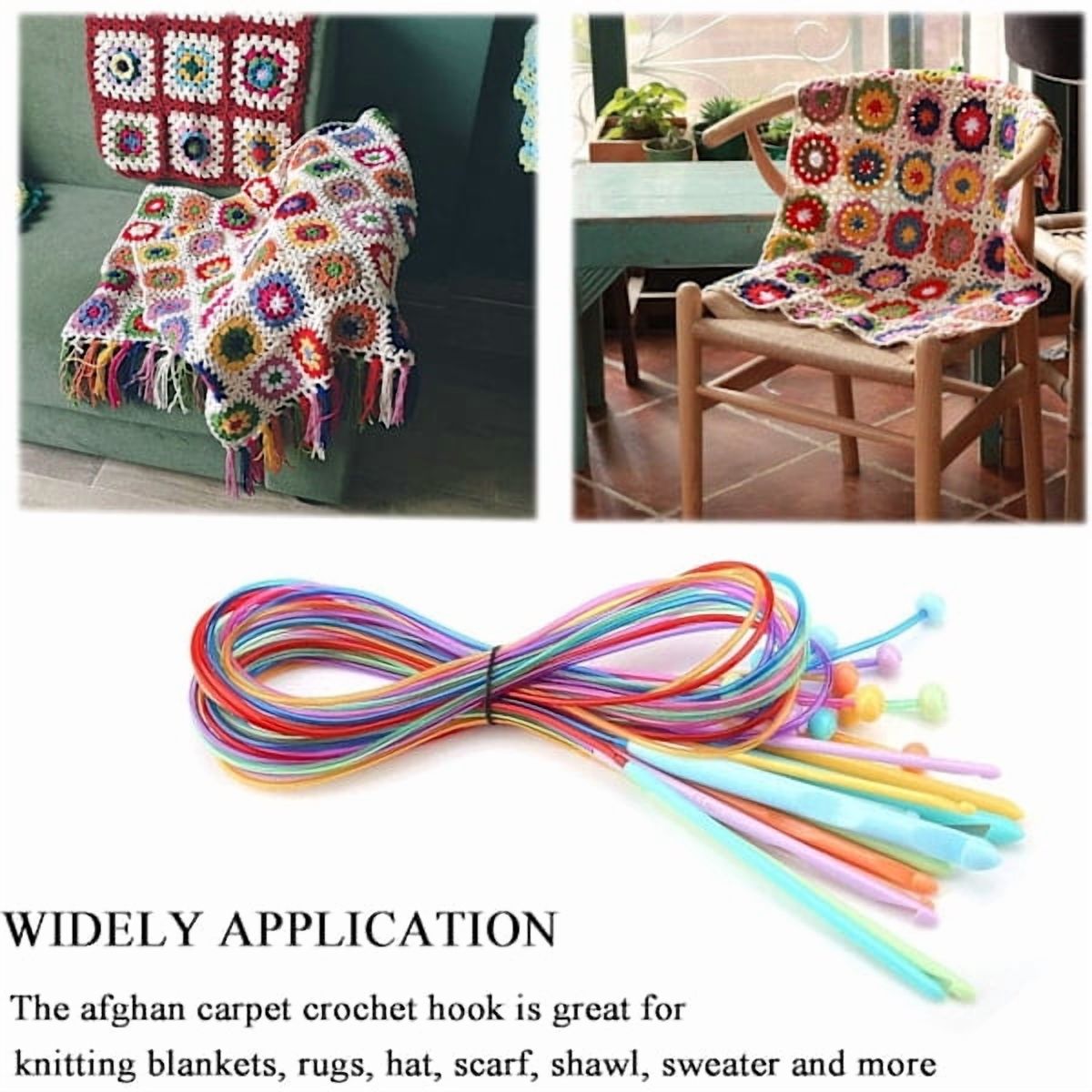 Tunisian crochet hooks with cable, 120 cm, 12 Afghan crochet hooks 3.0 mm - 12.0 mm for rug, scarf, flowers, tablecloths, shawls and more