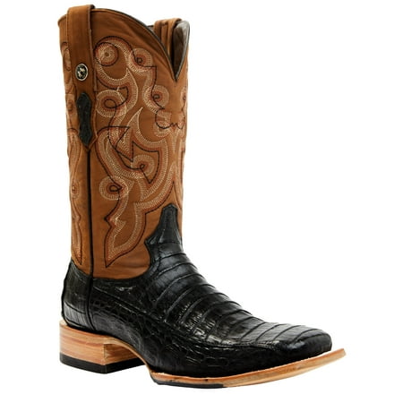 

Tanner Mark Men s Exotic Caiman Belly Western Boot Broad Square Toe Black 10.5 D(M) US